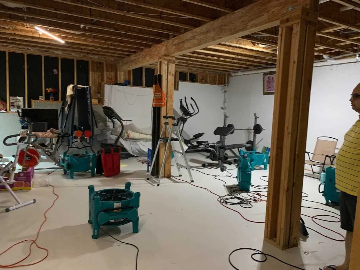 Basement drying equipment setup for Contents Cleaning & Restoration in Allen